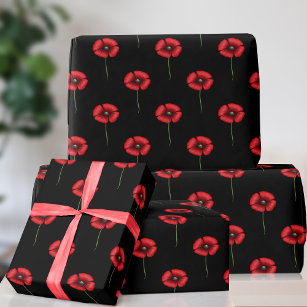 Modern Rustic Kraft Black White Red Christmas Gift Wrapping Paper Sheets