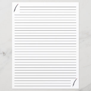 Black and Red Quill Feathers Lined Stationery