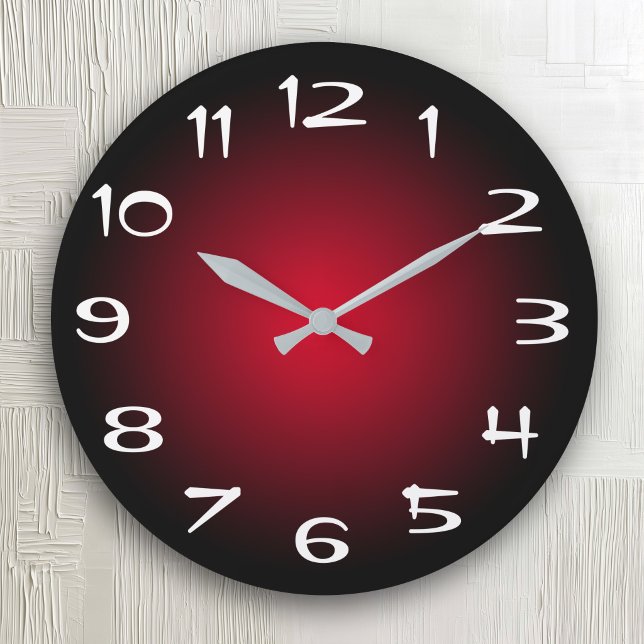 Black and Red Radial Gradient Large Clock (Black and Red Radial Gradient Large Clock)