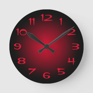 Black and Red Radial Gradient Round Clock