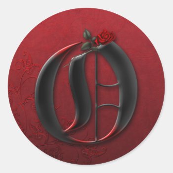 Black And Red Rose Monogram O Sticker by dmboyce at Zazzle