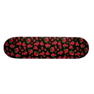 Black and Red Rose Pattern Girls skateboard Deck