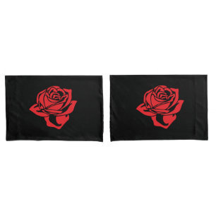 Black and Red Rose Pillow Case