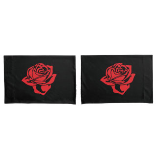 Black and Red Rose Pillow Case