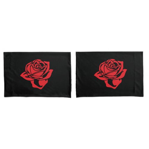 Black and Red Rose Pillow Case