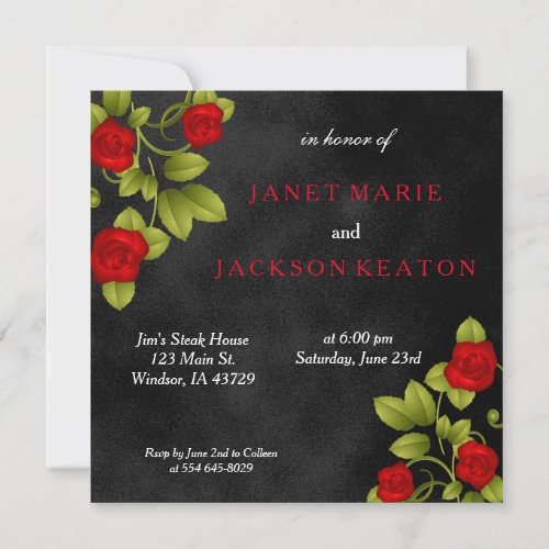 Black and Red Rose Wedding Invitation