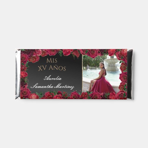 Black and Red Roses Quinceaera Favor Chocolate Hershey Bar Favors