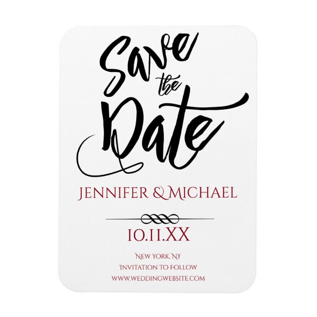 Black and Red Save the Date Magnet (Vertical)