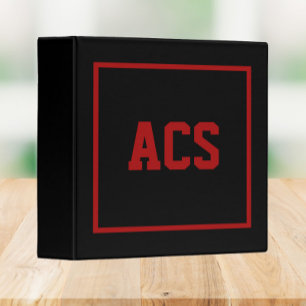 Black and Red School Colors and Letters 3 Ring Binder