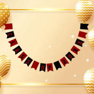 Black and Red School Colors Class Year Bunting Flags