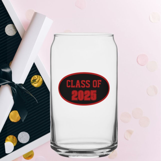 Black and Red School Colors Class Year Can Glass (In Situ (Graduation))