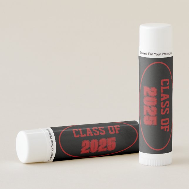 Black and Red School Colors Class Year Lip Balm (Front)