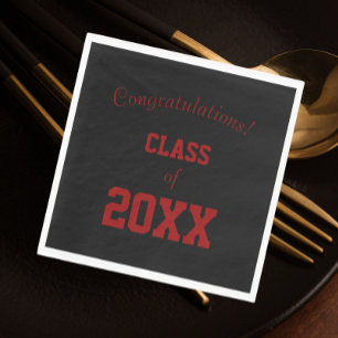 Black and Red School Colors Graduation Napkins