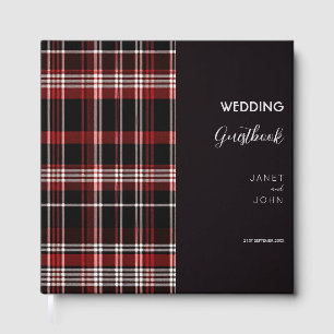 Black and Red Scottish Tartan Wedding  Guest Book