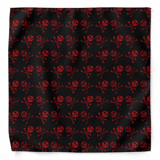 Black and Red Skull Pattern Bandana (Front)