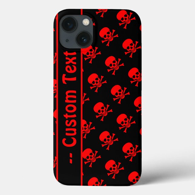 Black and Red Skull Pattern Case w/ Custom Text (Back)