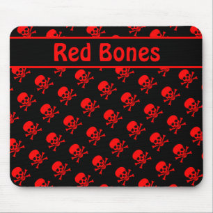 Black and Red Skulls w/ Custom Text Mouse Pad