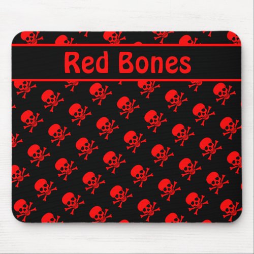 Black and Red Skulls w Custom Text Mouse Pad