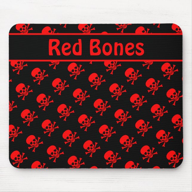 Black and Red Skulls w/ Custom Text Mouse Pad (Front)