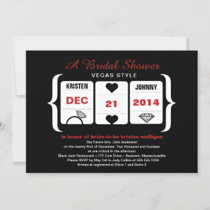 Black and Red Slot Machine Bridal Shower Invitation