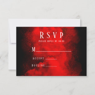 Black and Red Smoke Abstract RSVP Card