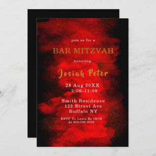 Black and Red Smoke Bar Mitzvah Invitations
