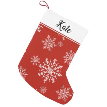 Black And Red Snowflake Small Christmas Stocking by Letsrendevoo at Zazzle