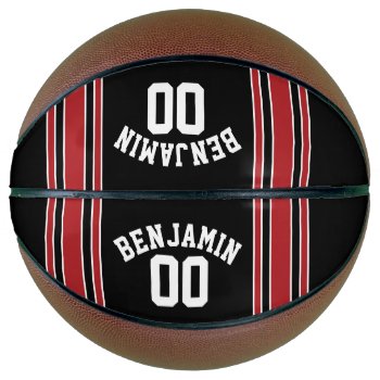 Black And Red Sports Jersey Custom Name Number Basketball by MyRazzleDazzle at Zazzle