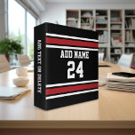 Black and Red Sports Jersey Custom Name Number Binder<br><div class="desc">If you are a Fantasy Football team owner,  make your own products and show off to your friends! Or - Do you play High School Football and want a memento? This sports design is perfect for any athlete playing soccer or baseball.</div>