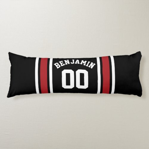 Black and Red Sports Jersey Custom Name Number Body Pillow