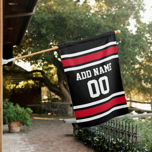 Black and Red Sports Jersey Custom Name Number House Flag