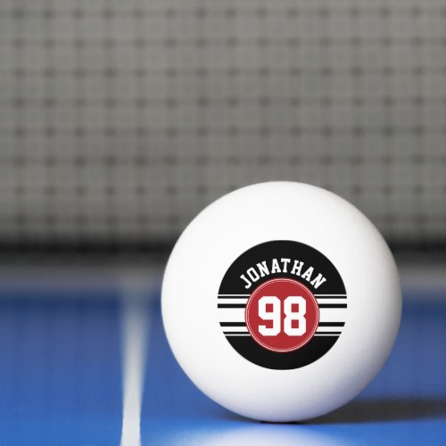 Black and Red Sports Jersey Custom Name Number Ping_Pong Ball