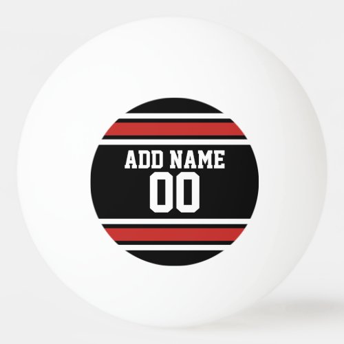 Black and Red Sports Jersey Custom Name Number Ping Pong Ball