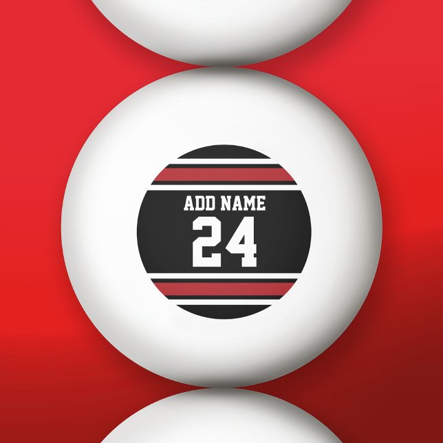 Black and Red Sports Jersey Custom Name Number Ping-Pong Ball (Custom Ping Pong Balls)