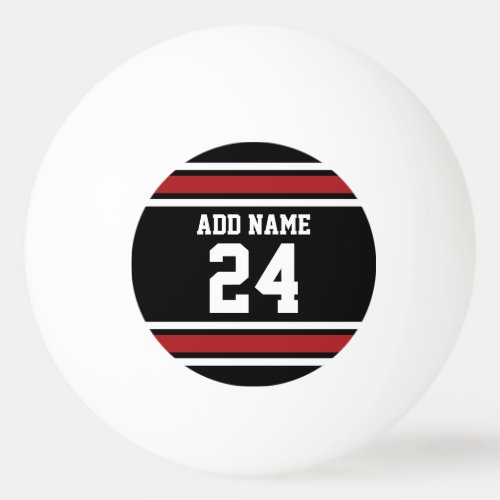 Black and Red Sports Jersey Custom Name Number Ping_Pong Ball