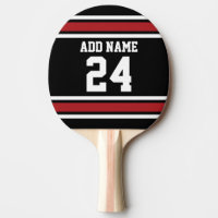 Black and Red Sports Jersey Custom Name Number Ping-Pong Paddle