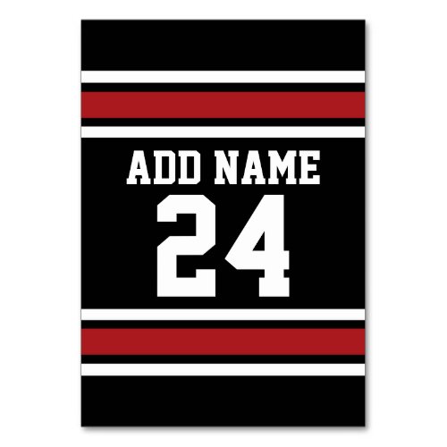 Black and Red Sports Jersey Custom Name Number Table Number