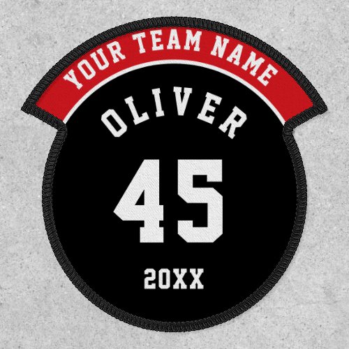 Black and Red Sports Player Team Name Number Patch