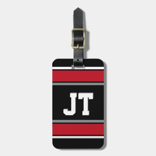 Black and Red Sports Stripes Personalized Luggage Tag