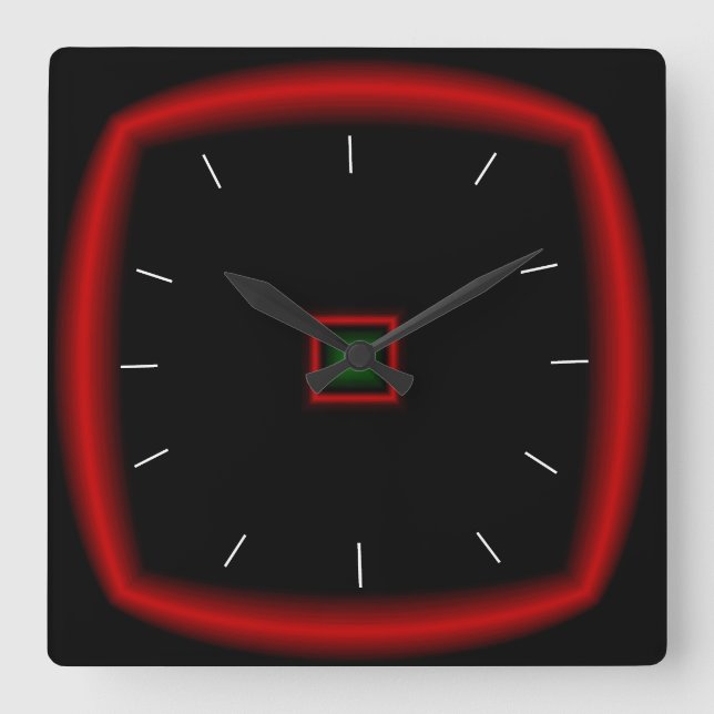 Black and Red > Square Clock (Front)