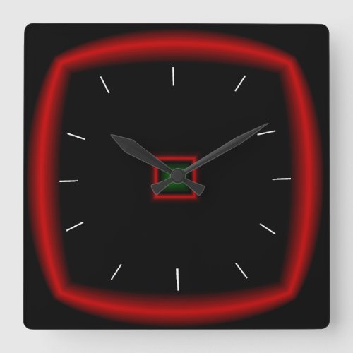 Black and Red  Square Clock