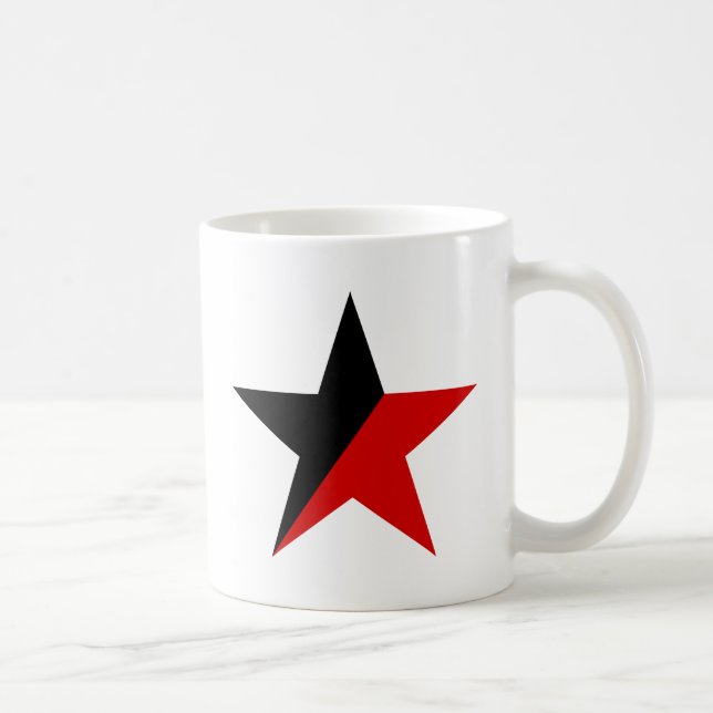 Black and Red Star Anarcho-Syndicalism Anarchism Coffee Mug (Right)