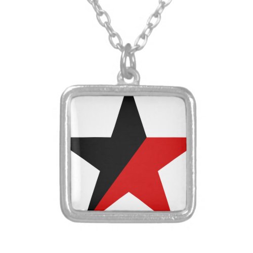 Black and Red Star Anarcho_Syndicalism Anarchism Silver Plated Necklace