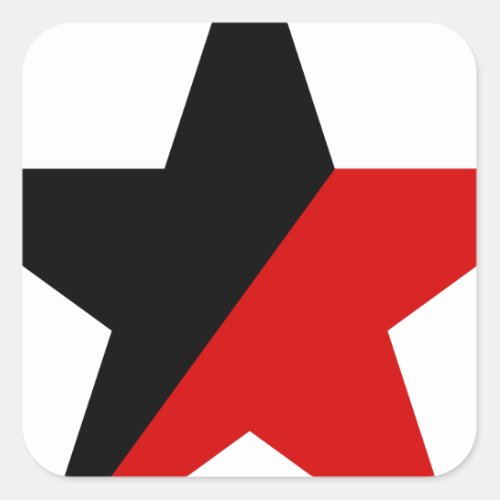 Black and Red Star Anarcho_Syndicalism Anarchism Square Sticker