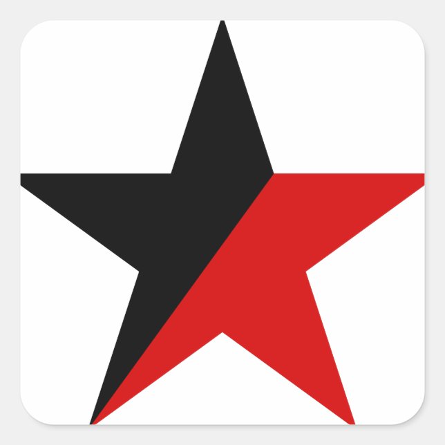 Black and Red Star Anarcho-Syndicalism Anarchism Square Sticker (Front)