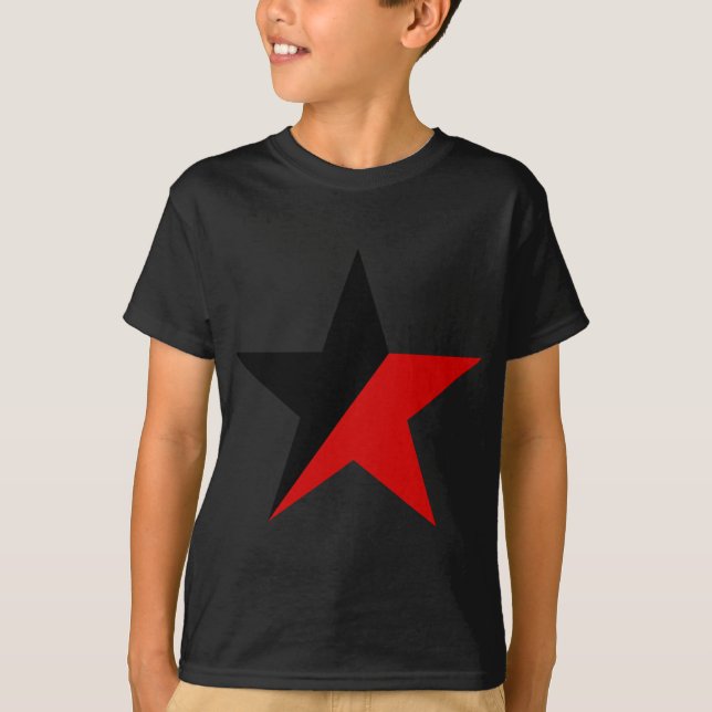 Black and Red Star Anarcho-Syndicalism Anarchism T-Shirt (Front)