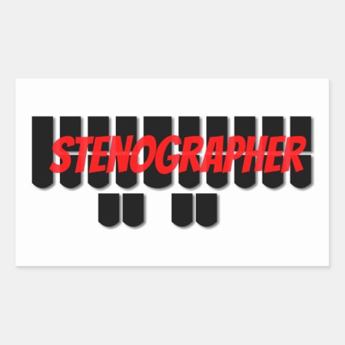 Black and Red Stenographer Steno Machine Keys Rectangular Sticker