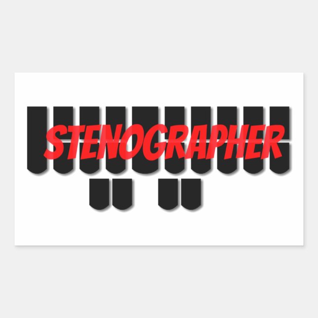 Black and Red Stenographer Steno Machine Keys Rectangular Sticker (Front)