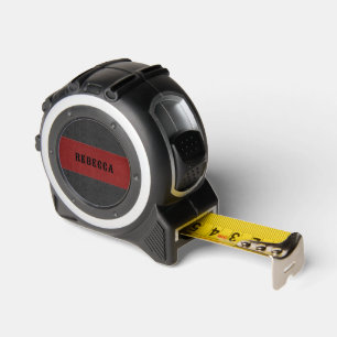Black and red stitched leather monogram tape measure