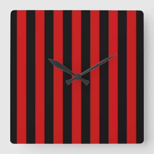 Black and Red Stripe Square Wall Clock